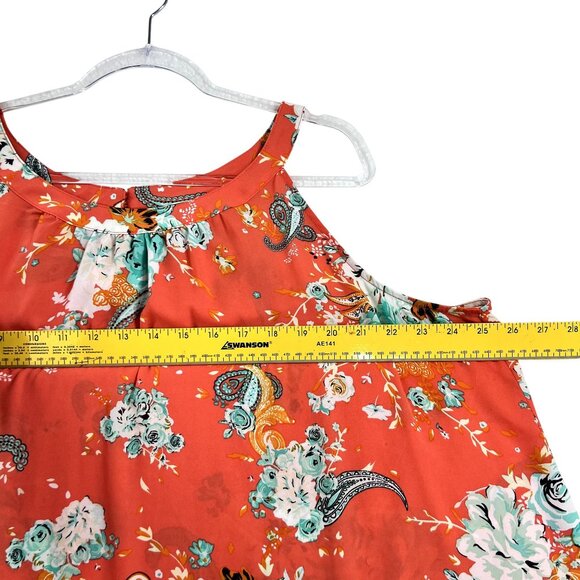 Torrid Womens 3X Coral Sleeveless Floral Paisley High Low Halter Top Summer - Picture 5 of 9